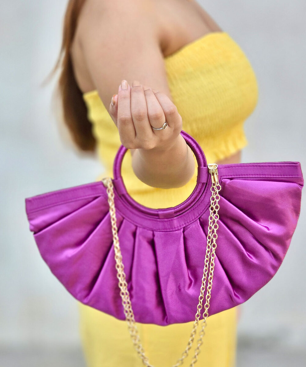 Maria Purple Satin Women Bag Model Image